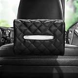 Xibao Auto Taschentuchbox Halterung,Auto Zubehör Taschentuchbox,PU Leder Taschentuchspender,Tissue Case Für Den Rücksitz,Geeignet für die meisten Autos,Wohnmobile und Geländewagen (Schwarz)