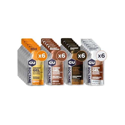 GU Energy Roctane Ultra Endurance Mixed Pack Energy Gel, On-The-Go Sports Nutrition for Running, Biking, Hiking or Skiing, Indulgent Assorted Flavors, 24-Count