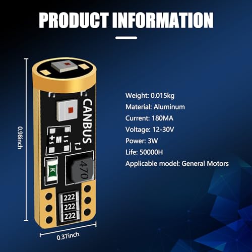 Yumfugu 2 PCS T10 Car LED License Plate Light, 25.36mm x 9.25mm 3030 3SMD 3W 200LM Canbus High Brightness Decoding Reading Light, Multi-functional Car Lighting Accessory, for Most Models (Red) - Thumbnail 2