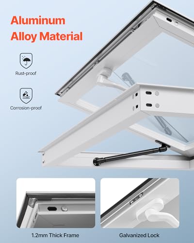 Image of VEVOR Concession Window, Aluminum Alloy Frame Service Window for Food Truck, Up to 85 Degrees Stand Serving with Awning Door and Drag Hook, Rainwater Resistant (whole piece, 36x24in with windows)