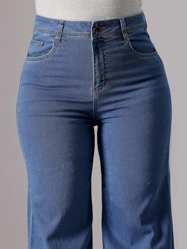 Image of Miss Chase A+ Women's Wide-Leg High Rise Regular Stretchable Denim Jeans