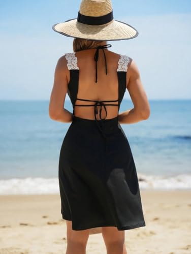 ZIRHYSTA Women’s Beach Cover Up Dress, One Shoulder Swimsuit Coverup with Side Slit, Lightweight Flowy Summer Beachwear for Vacation (L) — view 3