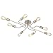 VINLUZ 8 Light Brushed Nickel Sputnik Semi Flush Mount Ceiling Light Modern Metal Art Chandelier Lighting for Living Room Dining Room Kitchen Hallway Cafe Bar