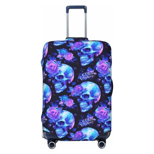 Cool Crystal Skull Flower Luggage Cover Protector Anti-Scratch Washable Fits 18-32 Inch Luggage-Small