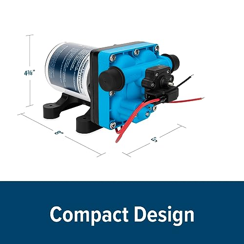 Image of Camco RV /Marine Variable Flow Automatic Demand Diaphragm Water Pump | 12 Volt DC | 3.0 GPM Flow Rate with a 55-PSI Cutoff | Measures 8-inches (L) x 5-inches (W) x 4-3 /8-inches (H) | (22491)