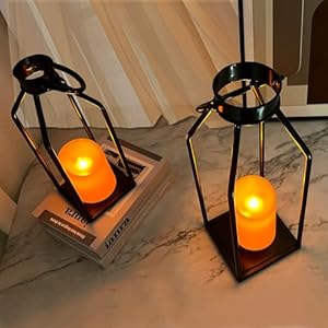 LIFFY Candle Lanterns Decorative Indoor - Modern Farmhouse Lantern Home Decor - 2PCS Black Metal Candle Lanterns, Flickering Candles for Living Room, Indoor, Outdoor, Front Porch LIFFY Candle Lanterns Decorative Indoor Modern Farmhouse Lantern Home Decor 2PCS Black Metal Candle Lanterns Flickering Candles for Living Room Indoor Outdoor Front Porch