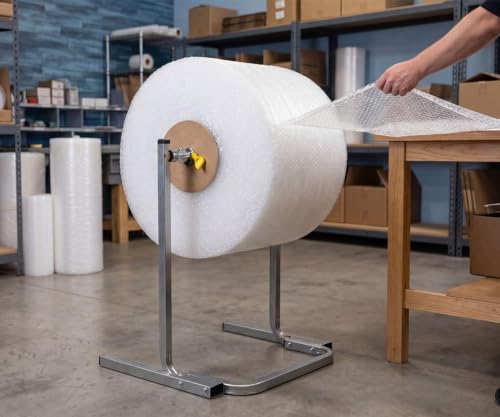 15.75 inch transport station bubble wrap dispenser, vertical bubble wrap roll holder, for packaging, moving, and shipping station packages, large bubble wrap roll holder, including mounting hardware