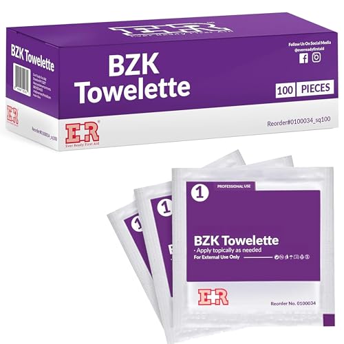Benzalkonium BZK Antiseptic Wipes (Pack of 100)