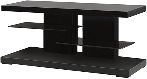 Coaster Furniture 700840 - Consola de TV con 2 estantes, color negro brillante