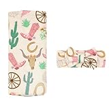 Little Sleepies Swaddle & Headband Bow Set, Viscose from Bamboo Baby Swaddles, Newborn Baby Girl Clothes (Pink Ready to Rodeo)