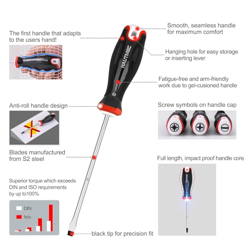 Image of HAUTMEC 7PCS Pro Magnetic Screwdriver Set With Forged S2 Shanks, Magnetic Tips Screw Driver Set and Tri-Material Cushion Grip for Automotive Repair and Site Renovation