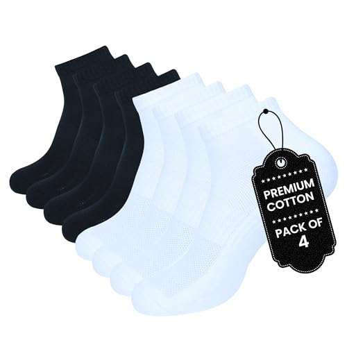 Image of BALENZIA Ankle Socks Women | 4 Pack| Running Athletic Cotton Loafers Shoes Casual Wear|Sports Gym Active Everyday Sock