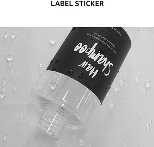 AMOCHY Bathroom Refillable Empty Dispenser PET Plastic Bottles,Shampoo,Conditioner,Body wash,Liquid Soaps 3 Packs 17.5 oz with 3 Hand Lettering Series Waterproof Labels