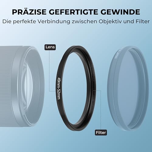 Belmalia Step Up Ringe Set (8 Stück) –Aluminuim Filteradapter für Kameraobjektiv – Step Up Adapterring Set 49–82mm – Objektivadapter für Filtergewinde, Kamera Filter Adapter & Foto Zubehör