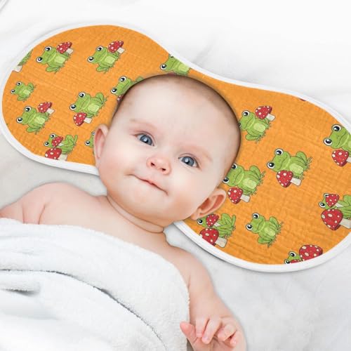 2 Pack Muslin Burp Cloths Frog Orange Cotton Baby Burp Cloths Ultra Soft Burping Cloth Absorbent Spit Up Rags for Newborn Babies Boys Girls, Large 22" x 11"4