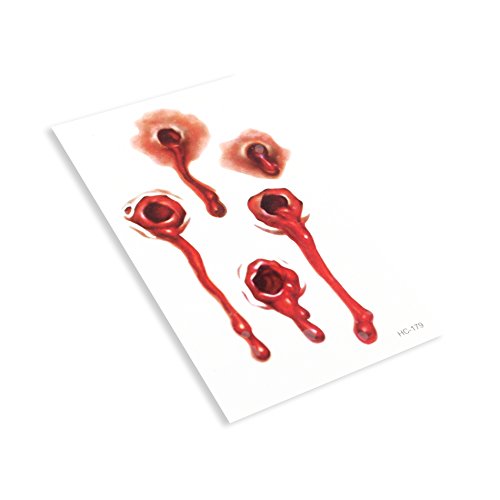 IDS Home Fake Blood Bullet Holes Sticker Halloween Scars Tattoos Cosplay Costumes Party Kit Horror Decoration for Halloween Theme Party , 2pcs