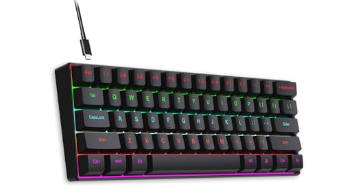 Wired 60-Percent Mechanical Gaming Keyboard - BODANBRO 61-Keys Backlit Blue Switch Compact Layout Keyboard