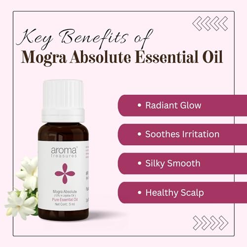 Image of Aroma Treasures Mogra Absolute Essential Oil | 100% Pure & Natural Theraputic Essential oil for healthy Skin, body, Aromatherapy - 10ml