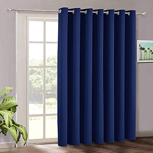 RYB HOME Blackout Curtains for Bedroom - Kids Curtains Soundproof Privacy Draperies, Heavy Duty Curtains for Basement Sliding Glass Door Blinds Backdrop, W 100 x L 108 inches, Blue