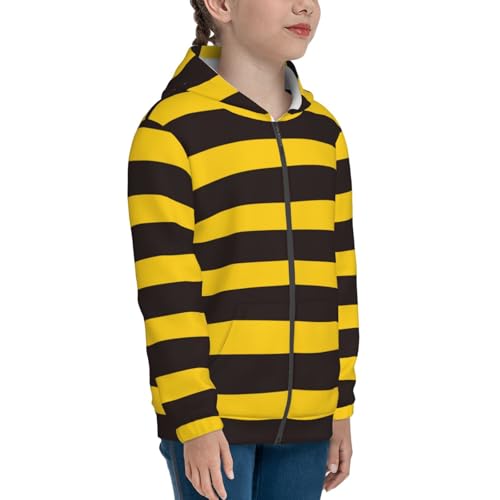 Bee Stripe Kid Hoodies Boys Zip Up Sweatshirts Girls Pullover with Pocket4