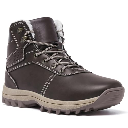 Men's Winter Snow Boots, Waterproof Warm Fur Lining, Non-slip Work Ankle Shoes, Casual Lightweight Hiking, Outdoor Hiking Boots