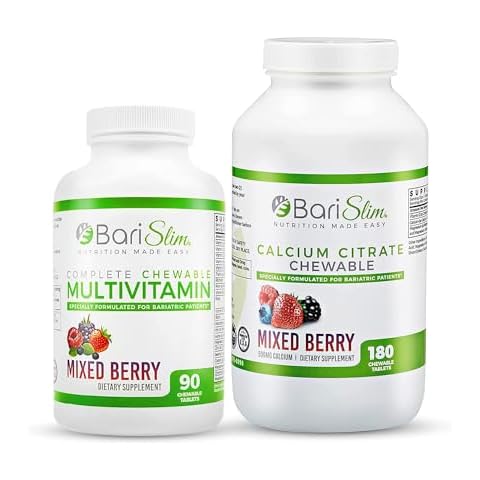 BariSlim Bariatric Calcium Citrate & Complete Chewable Bariatric Multivitamin - Bariatric Vitamin and Supplement for Post Bariatric Surgery Including Gastric Bypass and Gastric Sleeve Cover
