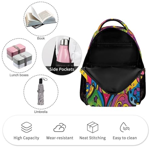 Colorful Graffiti Pattern Backpack for Travel, Ultra Durable Small Bookbag Lightweight Daypack for Women Men3