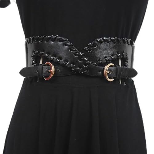 JSEIAJB Casual outerwear wide belt with skirt coat braided belt stretch elastic elastic black accessory trend