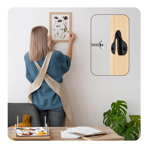 Image of 30Pcs Matte Black Keyhole Hangers, Single Keyhole Wall Mount Hanging Plates for Mirrors, Picture Frames, Coat Racks, Wooden Boards
