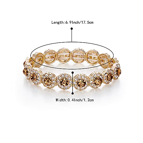 BriLove Women's Wedding Bridal Crystal Rhinestone Beaded Stretch Bangle Bracelet4