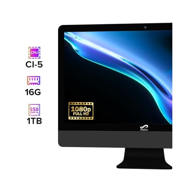 All in One Desktop Computer, 24" FHD Display, Intel Core i5 up to 3.6G, 16G Ram, 1T SSD, WiFi, BT 5.0, RGB Keyboard & Mouse & Mouse Pad, Webcam, Windows 10 Home - Image 6