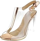 TOP Moda Women's Fenton-1 Lucite Clear Strappy Block Chunky High Heel Open Peep Toe...