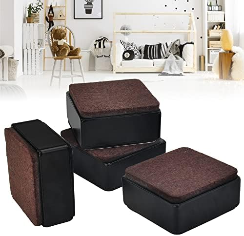 ZACUDA 4 PCS 30mm Lift Furniture Risers, 60mm Dia Heavy Duty Bed Raisers Cover Self Adhesive Desk Riser Blocks Chair Leg Extenders Adds 30mm Height to Sofa Cabinet Supports 2000kg/4409lb, Square Black