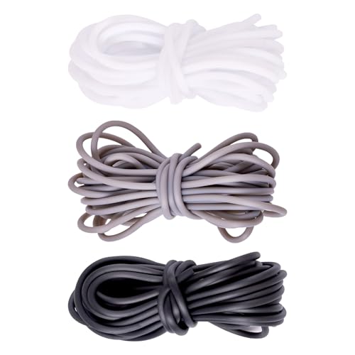 Bestewelry 15m Hollow Pipe Rubber Tube Cord 3mm Black White Rubber Stitch Holders Tubing Knitting Barber Cord for Knitting Craft Jewelry Making