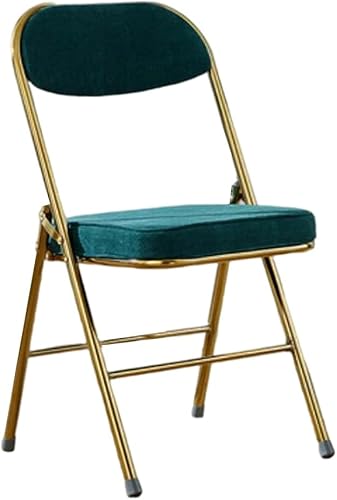 Miniatura 4 de Folding Chairs Silla plegable de tela de pana de metal grueso plegable sillón comedor dormitorio silla de maquillaje plegable invertida