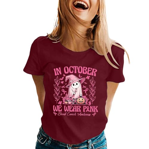 T-shirt rose femme imprimé graphique haut de gamme avec col rond élégant