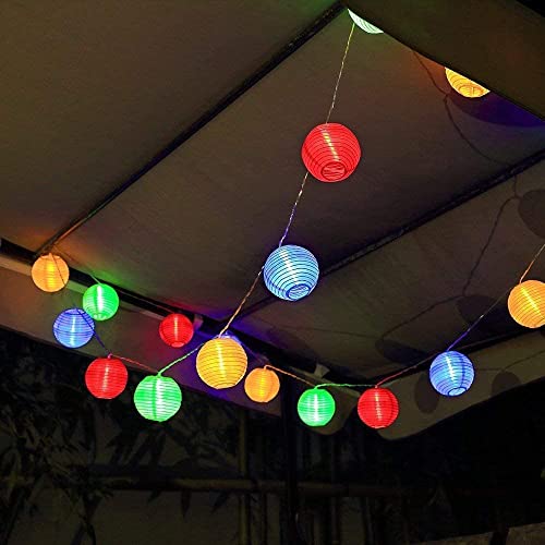 Gresonic Lantern String Lights 20 Leds,Waterproof Indoor Outdoor Nylon Hanging Lights Plug In For Wedding Decorations Patio Porch Window Decor(Multicolor) #TOP7
