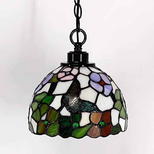 Zjart Z44D02F8 Small Tiffany Pendant Light Plug In Stained Glass Swag Lamp 8X8X181 Inch Hanging Lamp  thumb #1