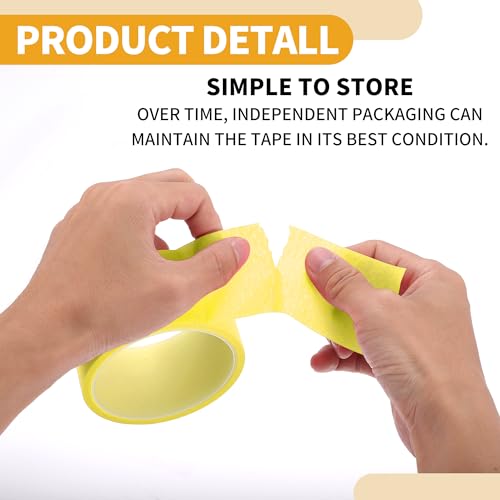 Image of 4 Pcs 0.6cm /1.5cm /2.5cm /5cm /0.2cm x 10m Universal Painters Tape - DIY Car Auto Paint for Masking Tape No Residue - Crepe Paper Yellow