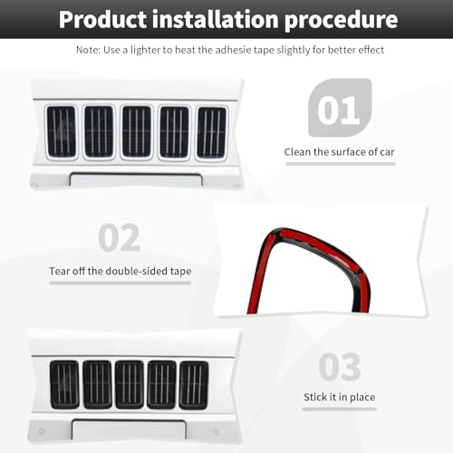 Image of CheroCar Front Grill Inserts+Front Fog Light Cover Trim for Jeep Grand Cherokee 2014-2016,Gloss Black Grille Ring & Bumper Vent Exterior Accessories