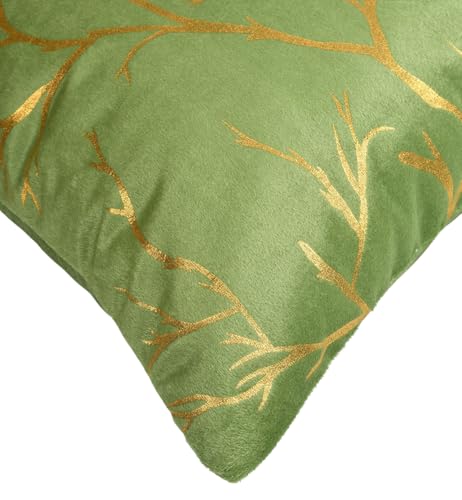 Image of Velvet Foil Cushion Covers 24 inch x 24 inch Set of 2, Pista Green