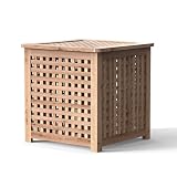 ZLHOME Wooden Grid Side Table for Indoor/Outdoor,Small Coffee Table for Boho Corner/Patio/Living Room,Storage Organizer Box for Cushions,Toys,Furniture Covers,Etc.Original Wood Color
