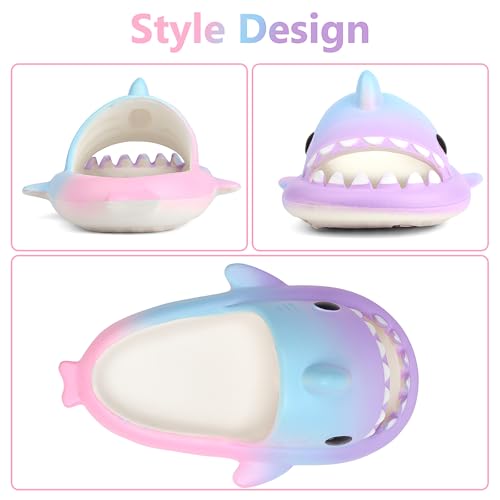 Image of Kids Shark Cloud Slides | Toddler Boys Girls Shower Slippers | Boys Girls Cute Cartoon Fish Flip Flops | Beach Pool Home Sandals | Quick Dry Non-Slip