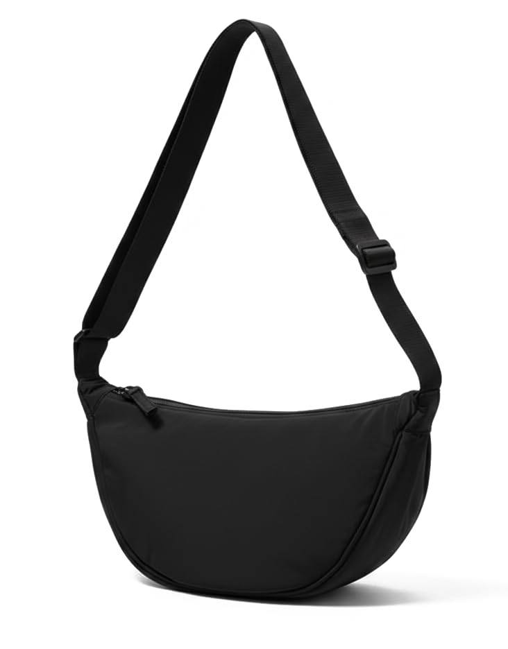 Crossbody Bag for Women & Men – Slim and Stylish Design, Luxury Nylon Fabric with Durable Zippers, Small Side Half-Moon Sling & Waist Bag, Unisex Chest Bag (Black)-image-13