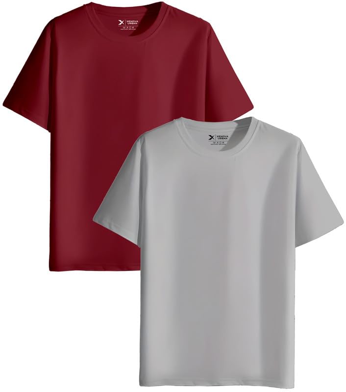 Image of XENOVAURBAN Unisex Regular Cotton Combo of 2 Solid Color Tshirt