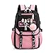 FANDARE Zaino Scuola Ragazza Zaino Casual Zainetto Bambina Cartella Elementare Media Zainetti con USB Borsa da scuola Zainetti Daypacks All'aperto Viaggio Zaino con ciondolo Hair Ball Nero Rosa A