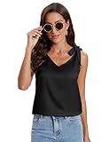 Photo Gallery hobrounn canotta estiva da donna, in raso, senza maniche, casual, con scollo a v, camicetta, nero , l Photo Gallery hobrounn canotta estiva da donna, in raso, senza maniche, casual, con scollo a v, camicetta, nero , l
