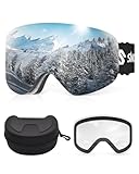 2025 New Frameless OTG Ski Goggles with Magnetic Lens System – Lightweight Anti-Fog Snow Goggles for Skiing & Snowboarding – Fits Glasses – Durable Carry Case Included Skiing Goggle (silver)