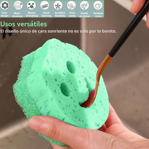Miniatura 4 de Esponjas De Color Esponjas Multiusos Sin Arañazos Para Cocina, Baño Y Limpieza Del Hogar Fabricadas Con Espuma De Polímero Sin Bpa 5 Unidades