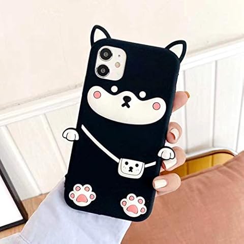 CB for iPhone 11 Case, 6.1-inch 3D Cute Cartoon Kawaii Animal Series Soft Silicone Rubber Case Cover, Shiba Inu/Black Cover